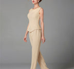 Mother Of The Bride Pantsuit With Jacket And Sequins Long Sleeve Chiffon