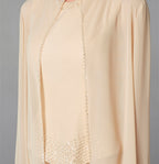 Mother Of The Bride Pantsuit With Jacket And Sequins Long Sleeve Chiffon