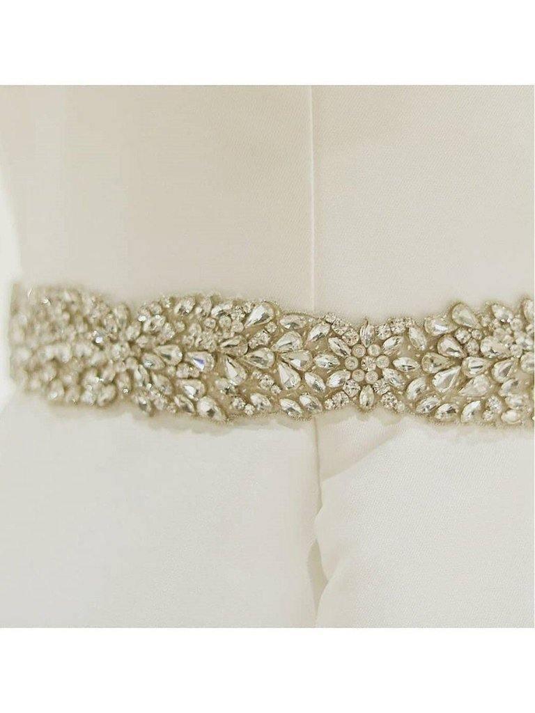 Elfenbein Ballkleid Brautkleider Spaghettiträger Perlen Brautkleid