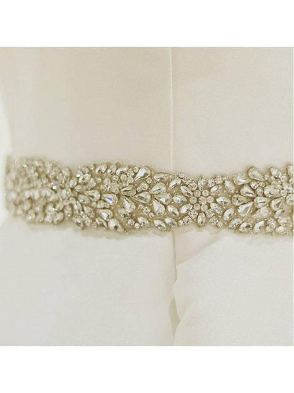 Elfenbein Ballkleid Brautkleider Spaghettiträger Perlen Brautkleid