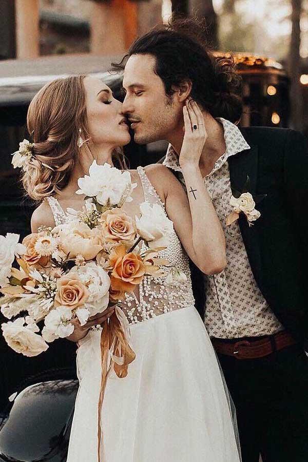 Vestidos de novia de playa color marfil, vestido de novia transparente con cuentas de perlas