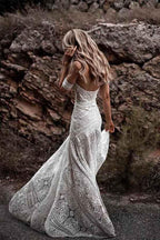 Ivory Lace Beach Wedding Dresses Sweetheart Neck Wedding Dresses