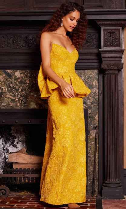 Vestido de noche floral con cuello en V