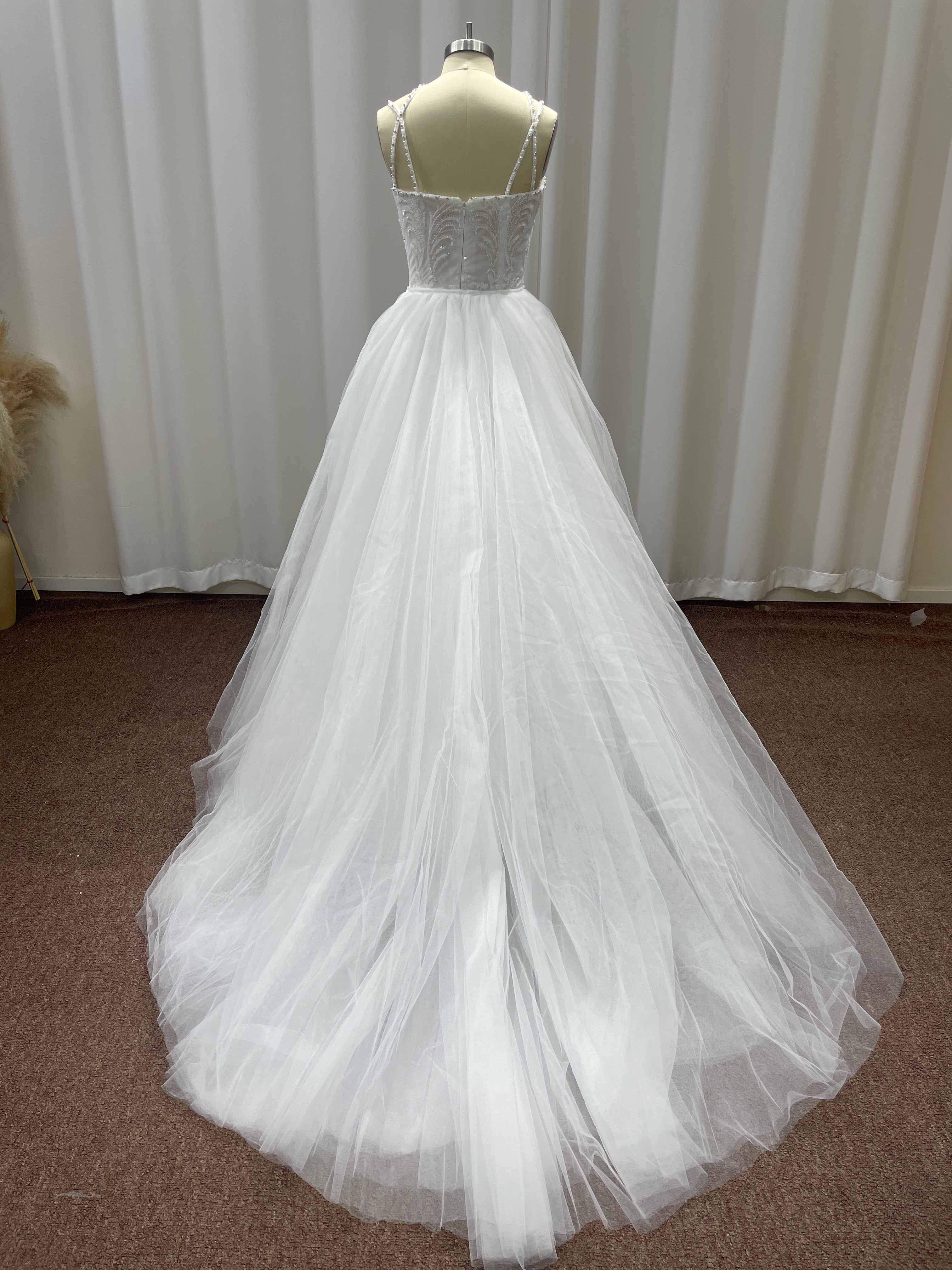 Floor Length Lace Wedding Dress With Long Sleeves And Sweetheart Neckline