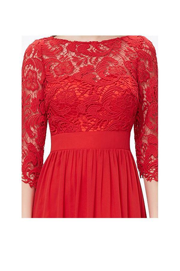 Robe de soirée longue à manches longues en dentelle, longueur au sol, robe de bal PG271