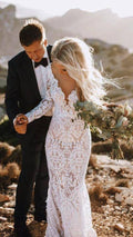 Lace Rustic Wedding Dresses Long Sleeve Mermaid Wedding Dress