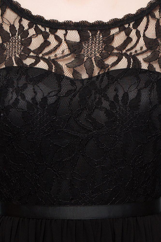 فساتين وصيفات العروس القصيرة ذات ياقة دائرية وقمة دانتيل وتنورة شيفون على شكل حرف A