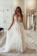Lace Overskirt Wedding Dress Tulle Bridal Gown Spaghetti Straps
