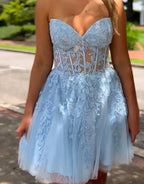A-line Appliques Corset Homecoming Dress