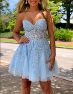 A-line Appliques Corset Homecoming Dress