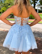 A-line Appliques Corset Homecoming Dress