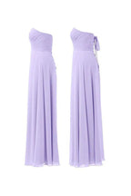 Lilac Chiffon Bridesmaid Dress Floor Length Prom Evening Gown BD005