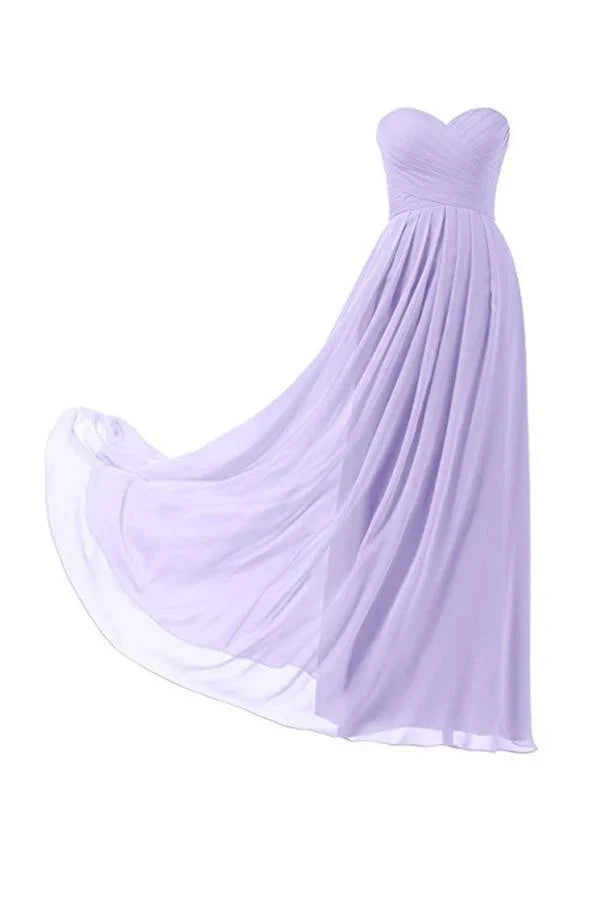 Robe de demoiselle d'honneur en mousseline lilas, longue jusqu'au sol, robe de bal et de soirée BD005