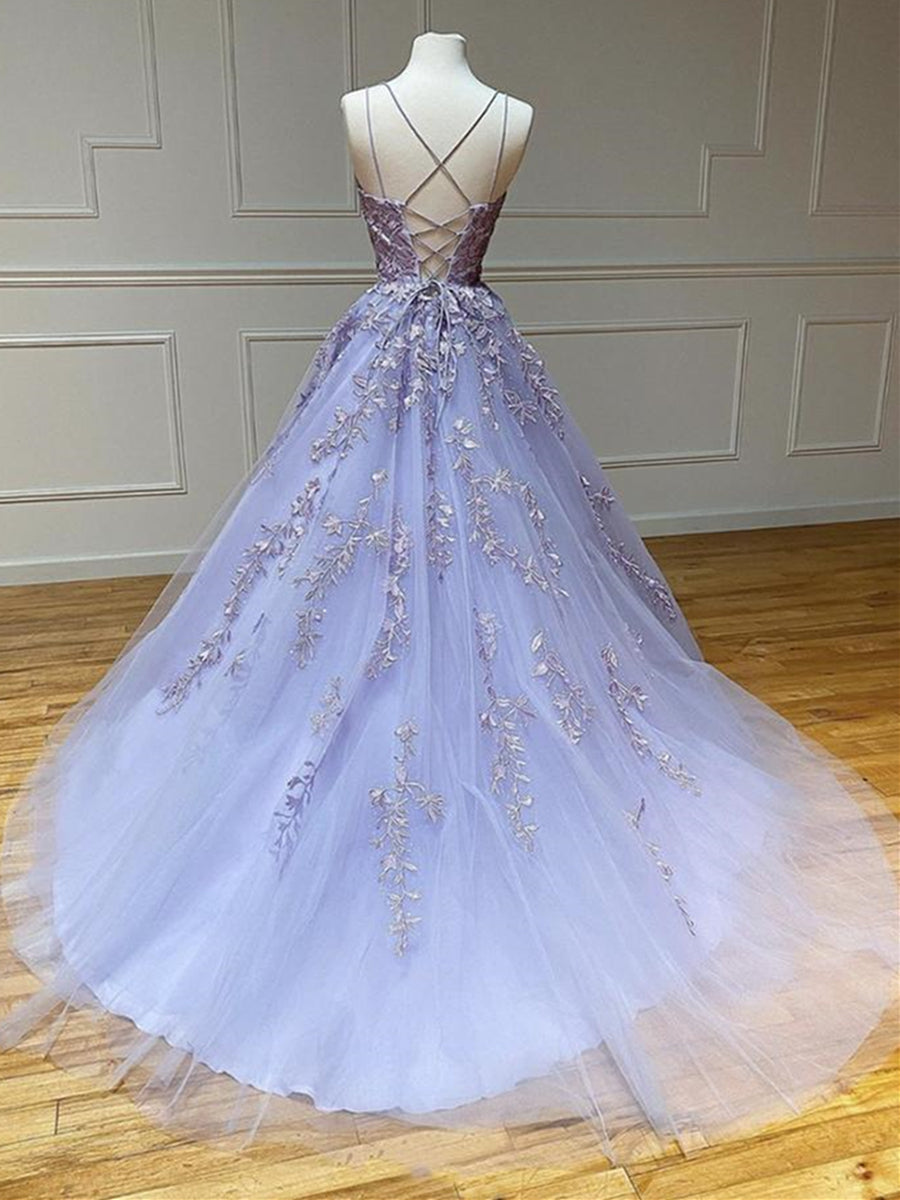 Robe longue de bal de fin d'études formelle en tulle et dentelle, sans bretelles, dos nu, coupe évasée