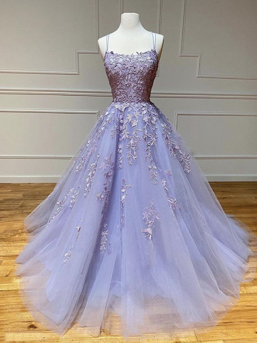 Robe longue de bal de fin d'études formelle en tulle et dentelle, sans bretelles, dos nu, coupe évasée