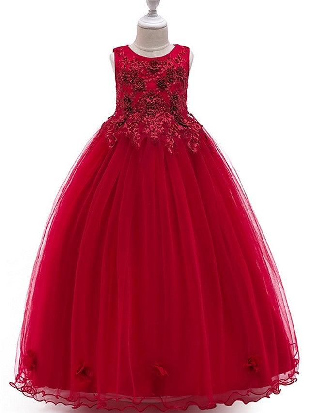Long A Line Tulle Jewel Neck Pageant Flower Girl Dress With Bow - photo 4