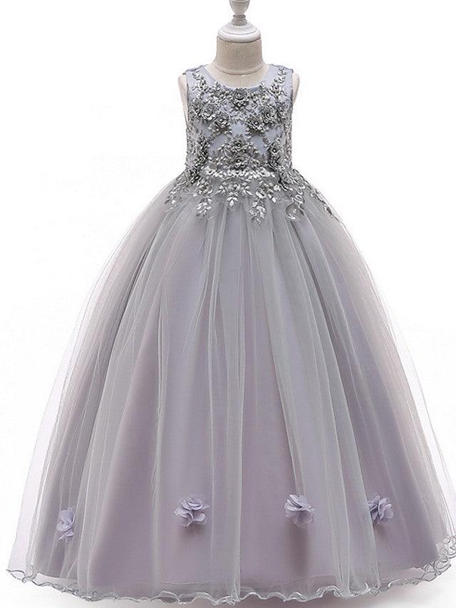 Long A Line Tulle Jewel Neck Pageant Flower Girl Dress With Bow - photo 5