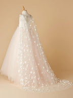 Beaded Lace Ball Gown Flower Girl Wedding Pageant Sleeveless Dress