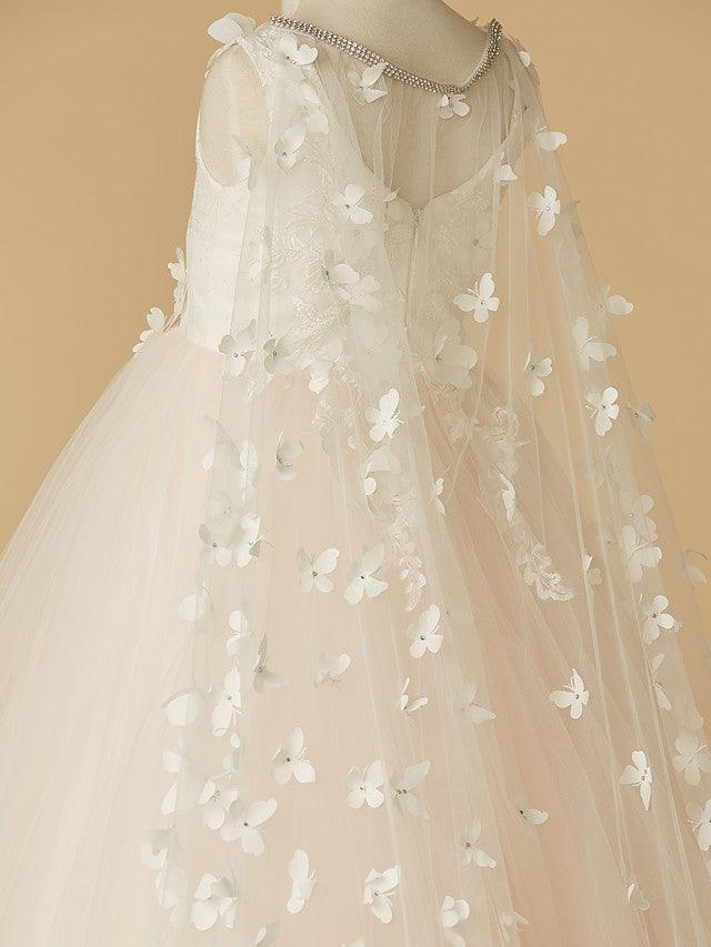 Beaded Lace Ball Gown Flower Girl Wedding Pageant Sleeveless Dress