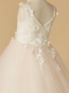Beaded Lace Ball Gown Flower Girl Wedding Pageant Sleeveless Dress