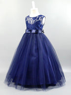 Lace Long Ball Gown Jewel Neck Sleeveless Wedding First Communion Dress