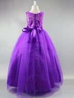 Lace Long Ball Gown Jewel Neck Sleeveless Wedding First Communion Dress