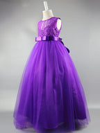 Lace Long Ball Gown Jewel Neck Sleeveless Wedding First Communion Dress