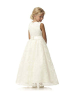 Cotton Ball Gown Flower Girl Dress Jewel Neck First Communion Gown