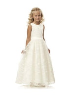 Cotton Ball Gown Flower Girl Dress Jewel Neck First Communion Gown