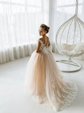 Long Ball Gown Tulle Flower Girl Dress Open Back Formal Bow