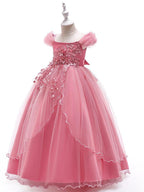 Long Ball Gown Tulle Sleeveless Off the Shoulder Flower Girl Wedding Dress
