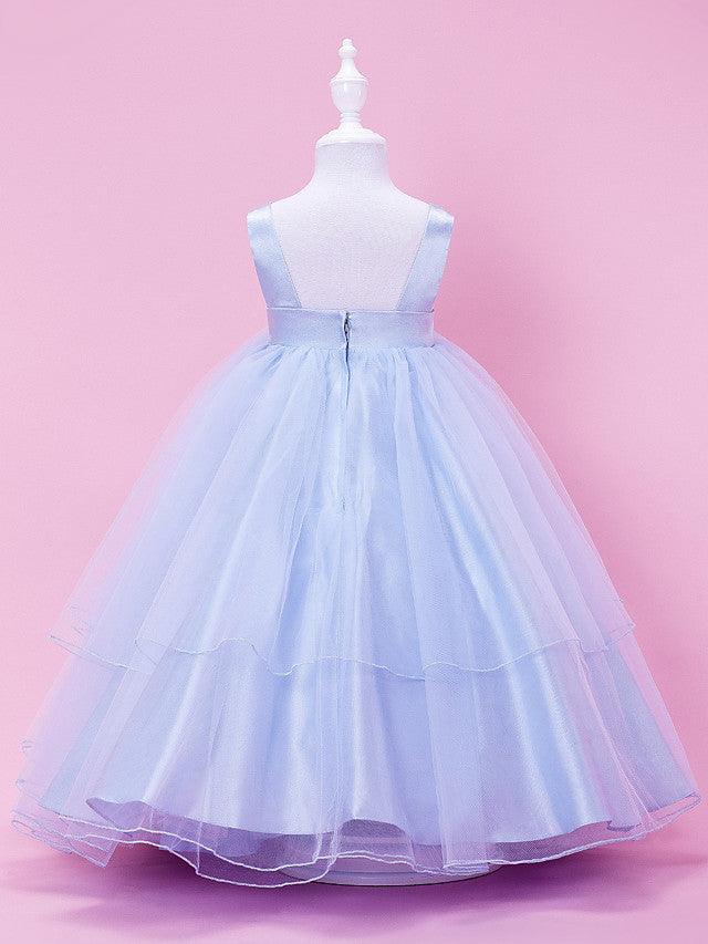 Plus Size Tulle Stretch Satin Ball Gown Sleeveless Wedding Flower Girl Dress
