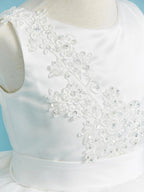 Long Lace Flower Girl Ball Gown Dress With Beading And Tulle