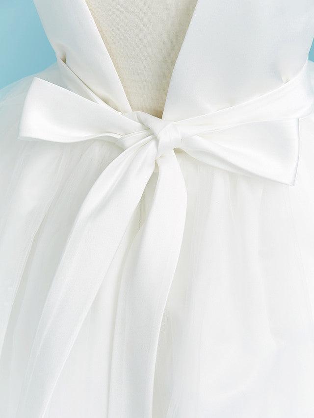 Long Lace Flower Girl Ball Gown Dress With Beading And Tulle