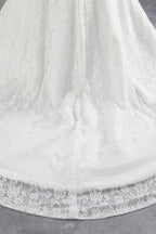 Langes Meerjungfrau-Brautkleid mit schulterfreiem Schnitt und Spitze