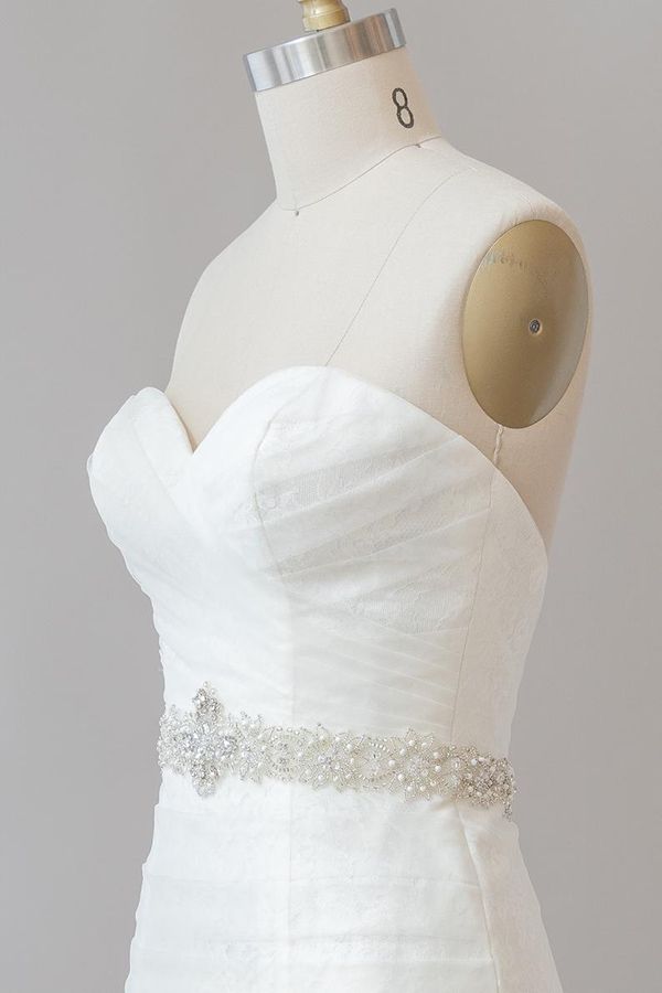 Langes trägerloses Meerjungfrau-Brautkleid aus Tüllspitze