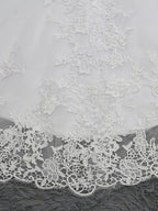 Langes rückenfreies Brautkleid im Meerjungfrau-Stil mit V-Ausschnitt und Tüllspitze