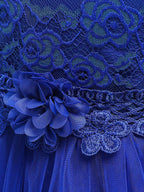 Girls Long Sleeve Lace Beading Flower Girl Dress With Jewel Neck For Party