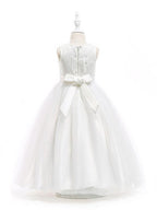 Long Lace And Tulle Sleeveless Jewel Neck Flower Girl Dress For Wedding