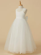 Long Princess Lace Halter Sleeveless Flower Girl Wedding Dress