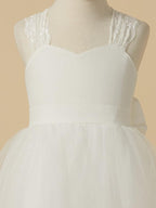 Long Princess Lace Halter Sleeveless Flower Girl Wedding Dress
