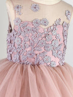 Floor Length Lace Sleeveless Jewel Neck Beaded Flower Girl Dress