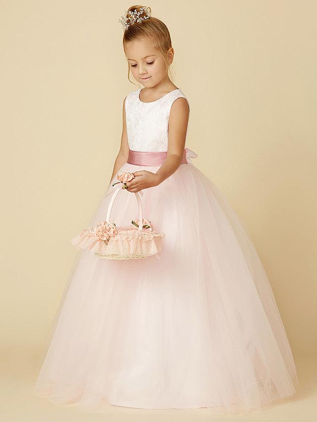 Long Backless Lace Flower Girl Dress For Wedding Pageant