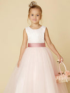Long Backless Lace Flower Girl Dress For Wedding Pageant