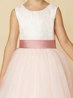 Long Backless Lace Flower Girl Dress For Wedding Pageant