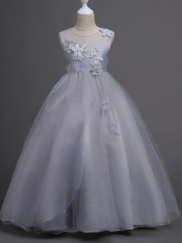 Sleeveless Floor Length Tulle Lace Flower Girl Wedding Pageant Dress - photo 6