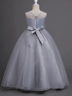 Sleeveless Floor Length Tulle Lace Flower Girl Wedding Pageant Dress