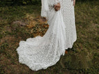 Long Sleeve Lace Wedding Dresses Lace Up Back Beach Wedding Dress