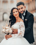 Long Sleeves Ball Gown Wedding Dress Off-the-Shoulder With Appliques