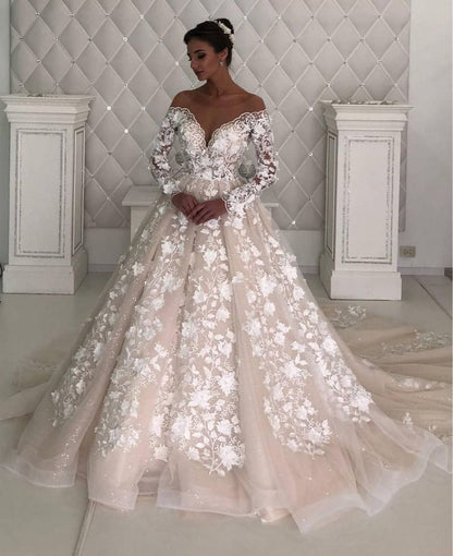 Lange Ärmel Spitze Designer Brautkleid Ärmel